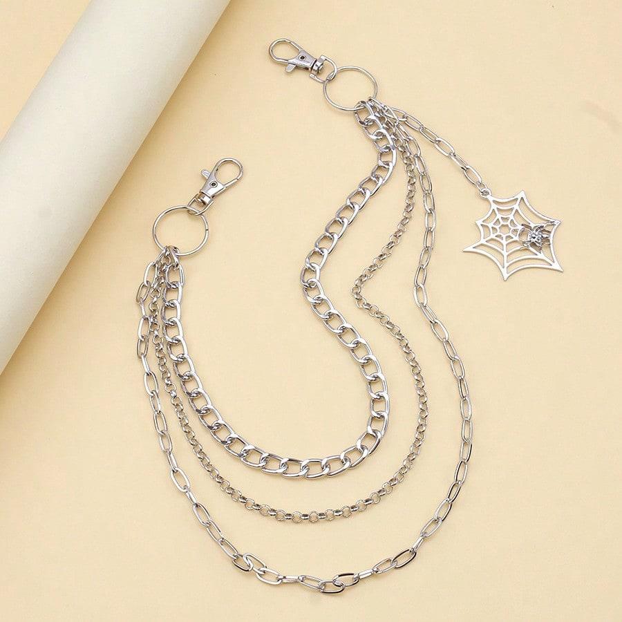 European and American Jewelry Trend Punk Style Personality Three-layer Spider Web Jeans Chain Hundred Decoration