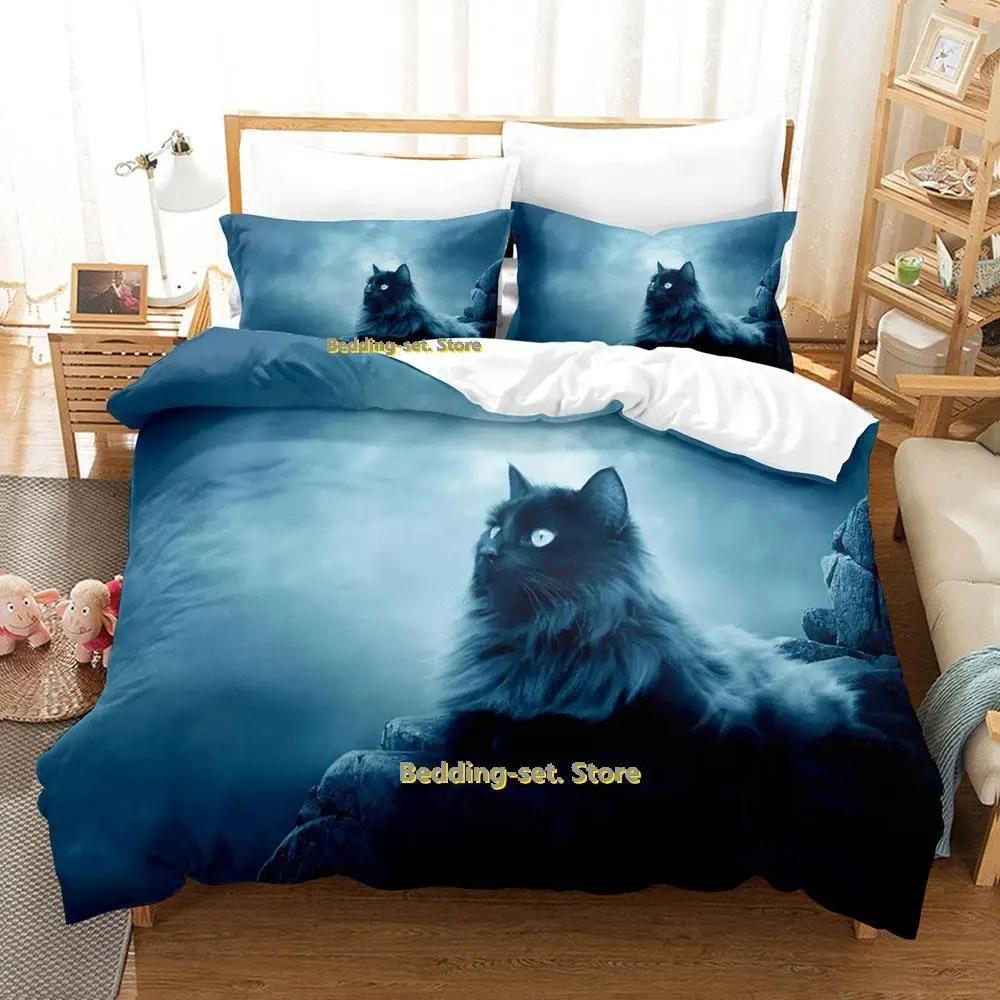 New Artistic Cat Bedding Set Single Twin Full Queen King Size Bed Set Adult Kid Bedroom Duvetcover Sets Anime Parure De Lit Bed