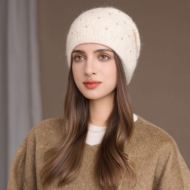 Królicze włosy dzianinowa torba czapka damska zimowa wiatr i zimno pulower wełna moda termiczna czapka