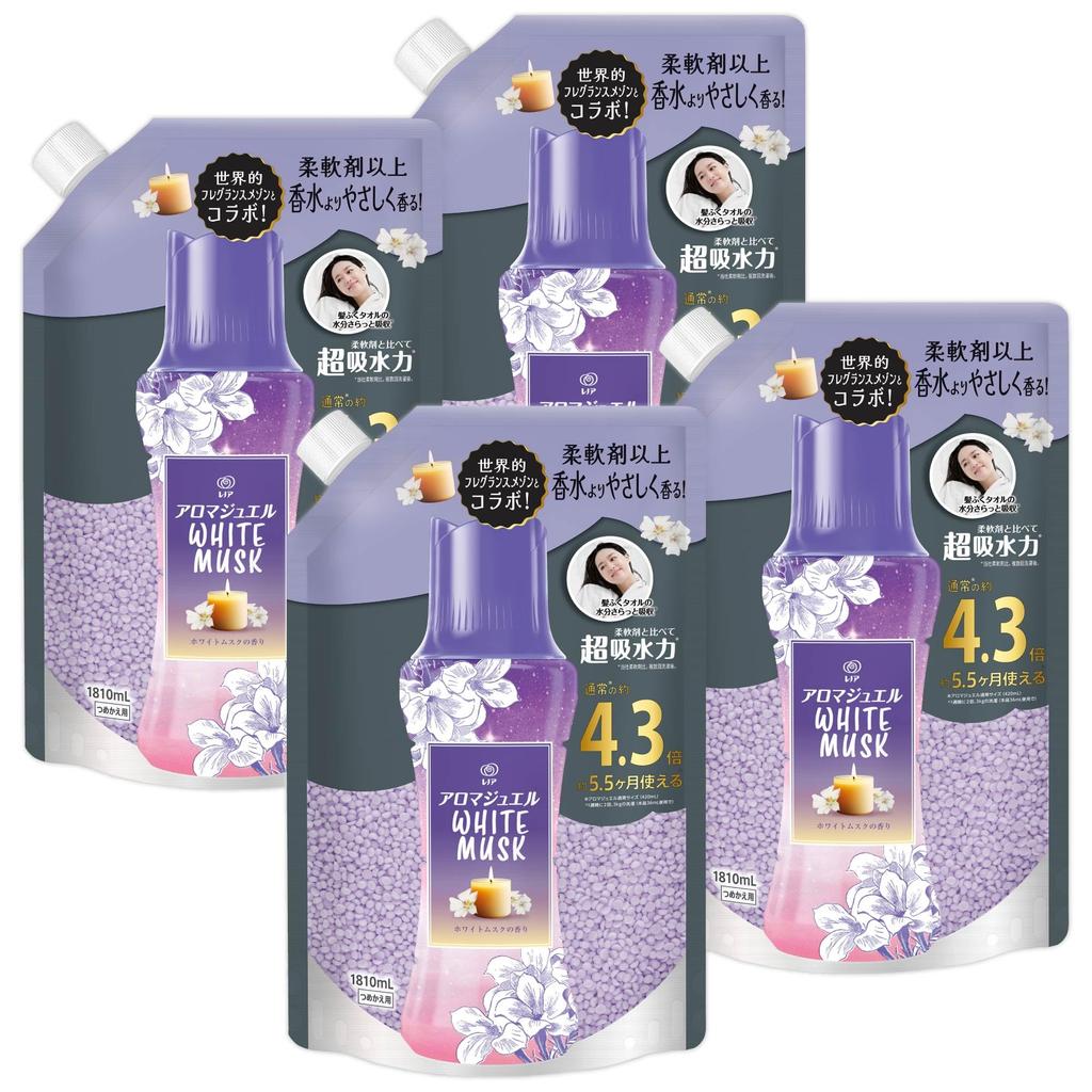 Lenor Happiness Aroma Jewel White Musk Scented 1810mL x 4 Bags Use with Fabric Softener for Effects Beads, Refill, [Large Capacity] [Case Item]