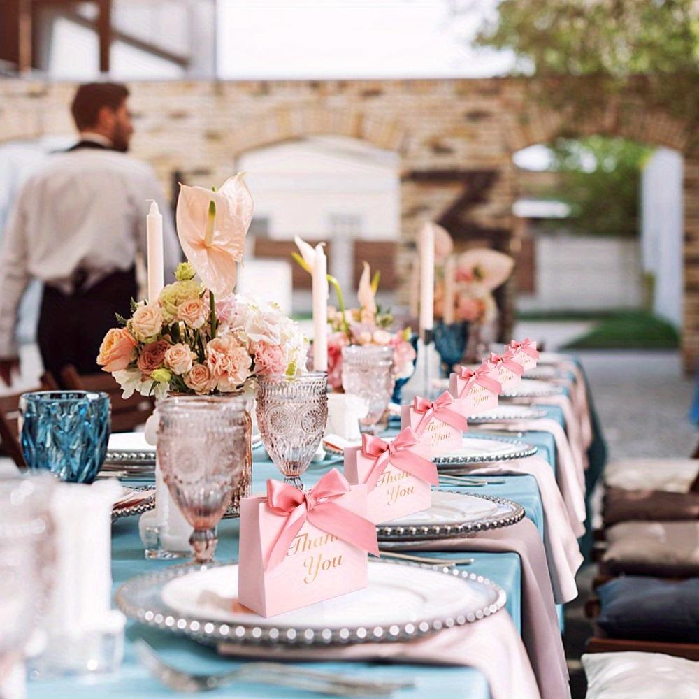 24PCS Small Thank You Gift Bags with Bow Ribbon Mini Party Favor Bags Pink Candy Bags Treat Boxes Paper Gift Bags for Wedding Bridal Birthday Party