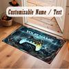 City Cyberpunk Theme Crystal Velvet Floor Rug Personalized Custom Name Text Warm Carpet Home Decoration
