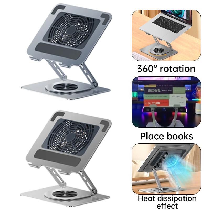 Adjustable 360°rotating laptop cooling rack with powerful turbofan + anti slip silicone,for laptops ranging from 12 to 17.3 inch