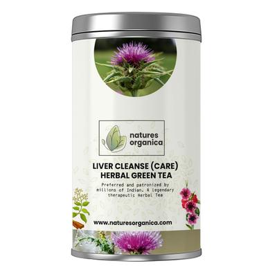 Natures Organica Jaterní čisticí čaj|Detoxikační čaj na játra|Zelený čaj pro péči o játra s Harad, Ostropestřec mariánský, Manjistha, Ashwagandha, Růžové lístky, Pippali|M