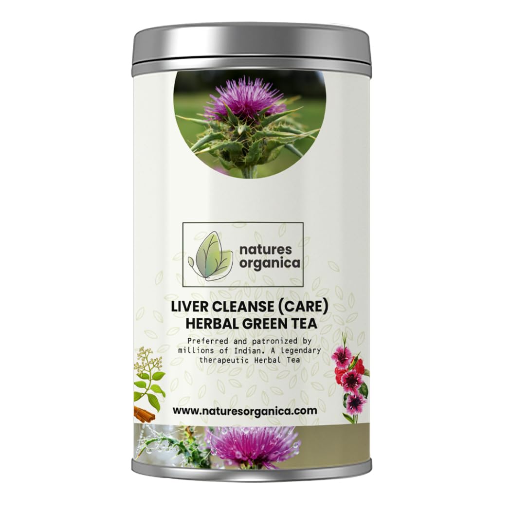 Natures Organica Liver Cleanse Tea|Liver Detox Tea|Liver Care Green Tea With Harad,Milk Thistle,Manjistha,Ashwagandha,Rose Petals,Pippali|M