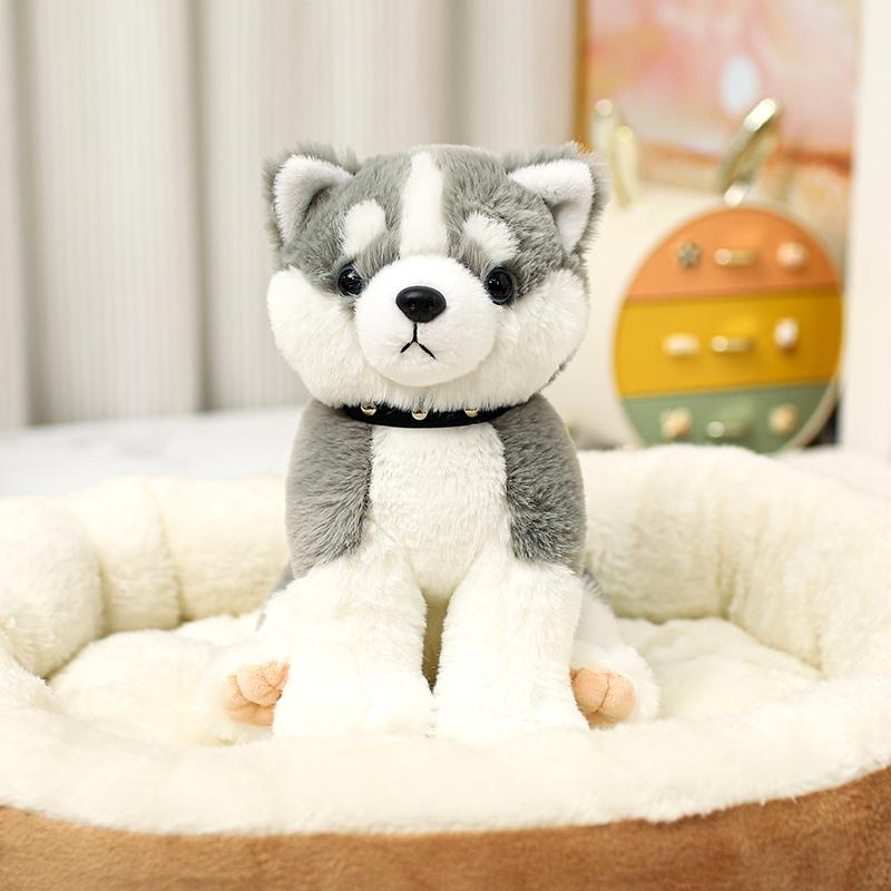 23cm Bambola Peluche Cane Simulazione Mini Schnauzer Bulldog Husky Shar-pei Animale Giocattolo Morbido Decorazione per la Casa Regalo per Bambini e Bambine