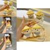 Straw Hat Dog Plush Keychain With Adorable Style For Gift And Accessories