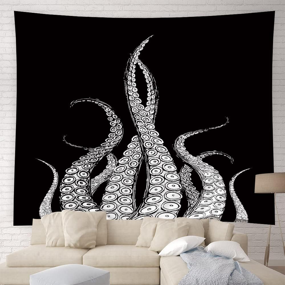 Tapestry ysatnsft octopus tentacles black vintage 75x100 чёрный