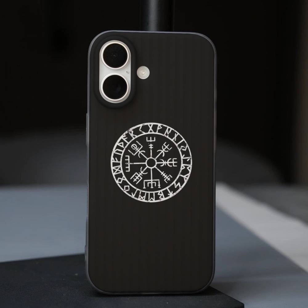 V-Viking Logo V-Vegvisir Luxury Phone Case For IPhone 17 Air 16 15 14 13 12 11 Pro Max Pro Plus Ripple Shockproof