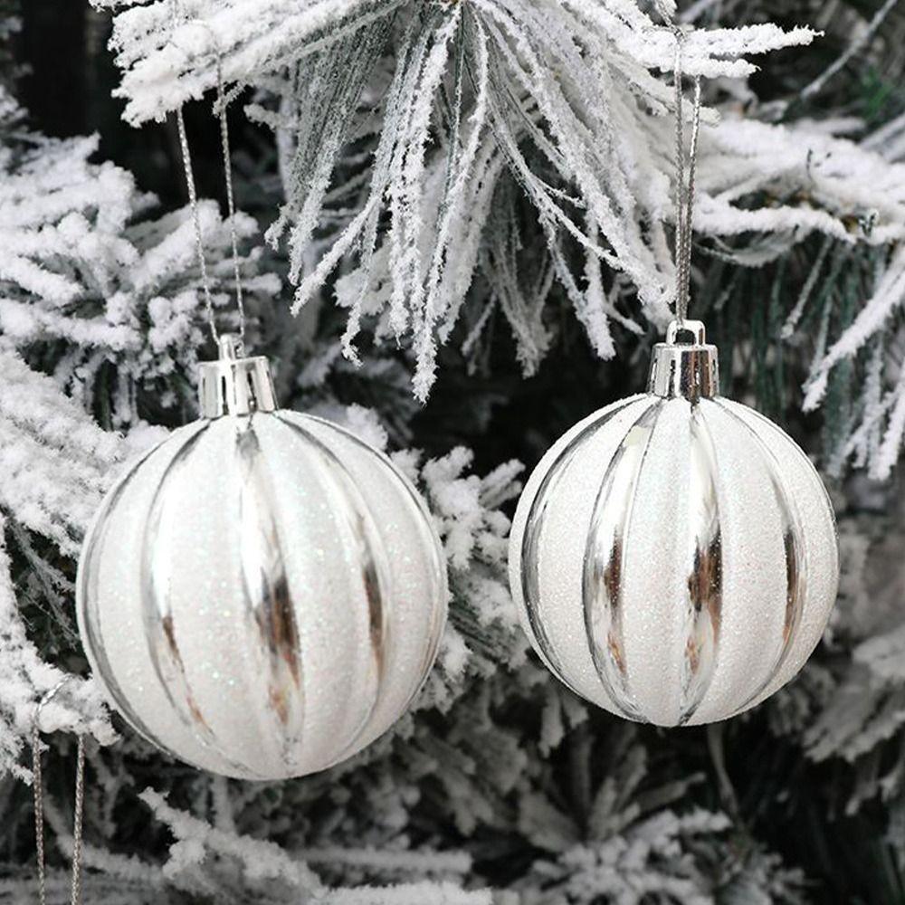 6pcs Creative Christmas Ball Set Plastic Hanging Ornament Christmas Tree Pendant Wedding