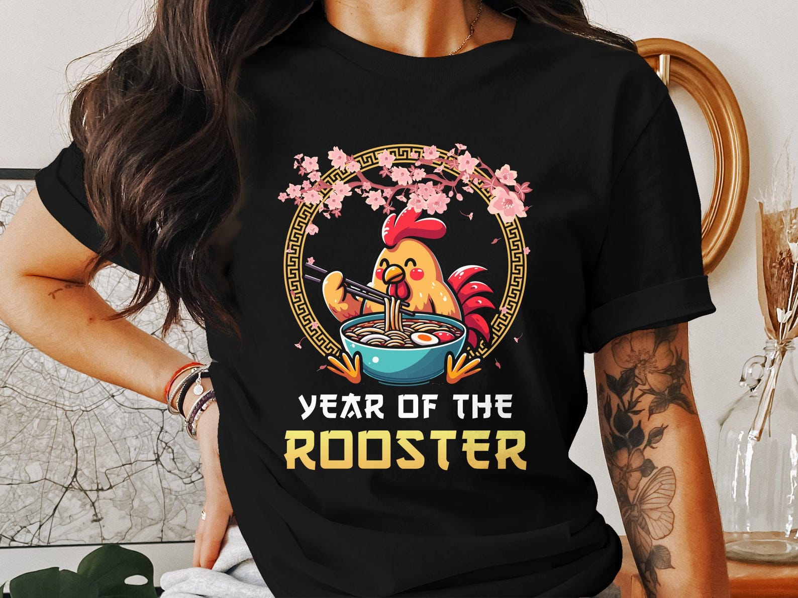Chinese New Year Rooster T-Shirt, Lunar New Year Rooster Tee, Year of the Rooster Shirt, Chinese Zodiacs Rooster T-Shirt M