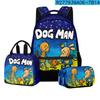 Detective Dog Man Student School Bag Backpack Lunch Bag Pencil Bag Three-Piece Set