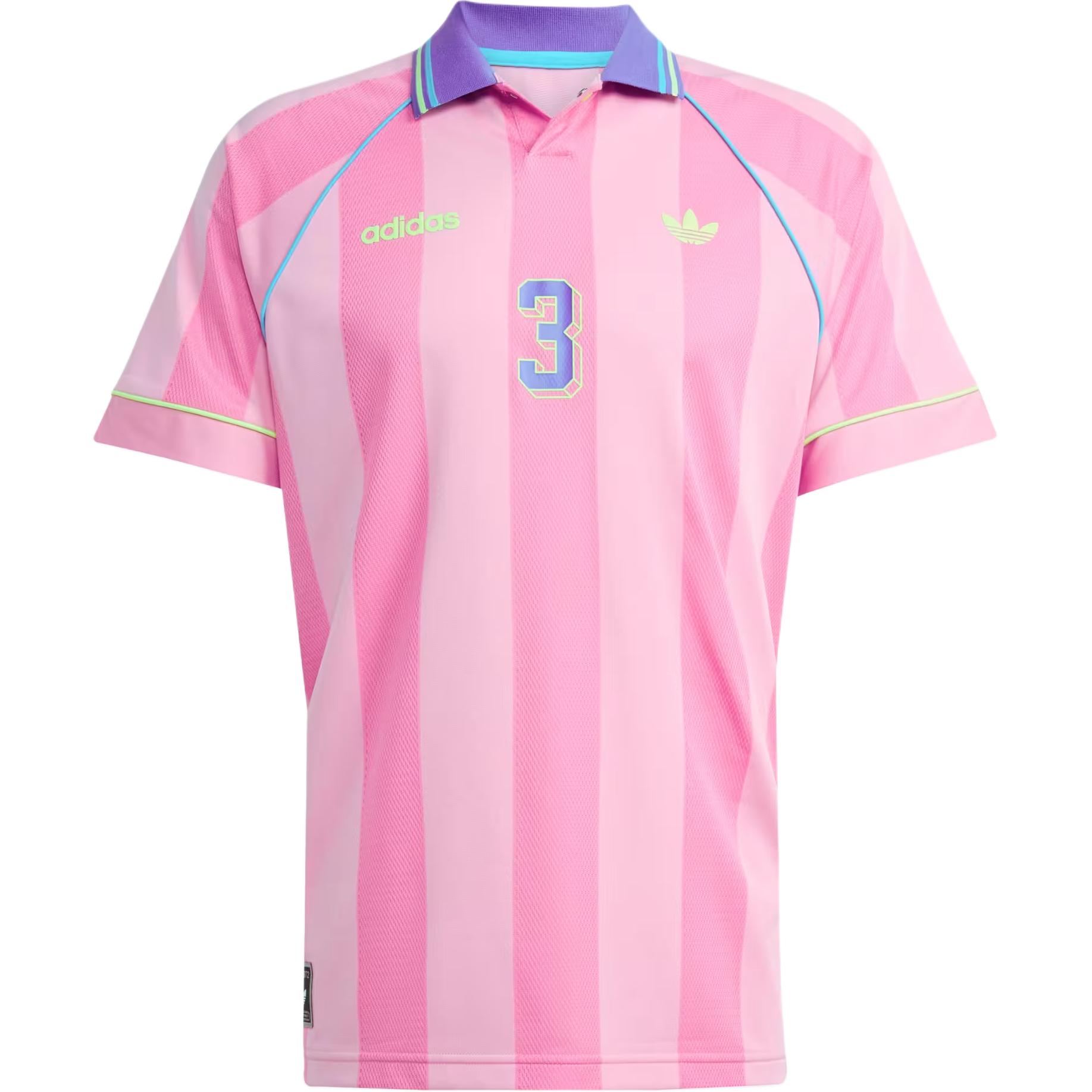 

Мужская футболка-поло с коротким рукавом Adidas Originals с полосатым логотипом, прозрачно-розовая KD2255 L