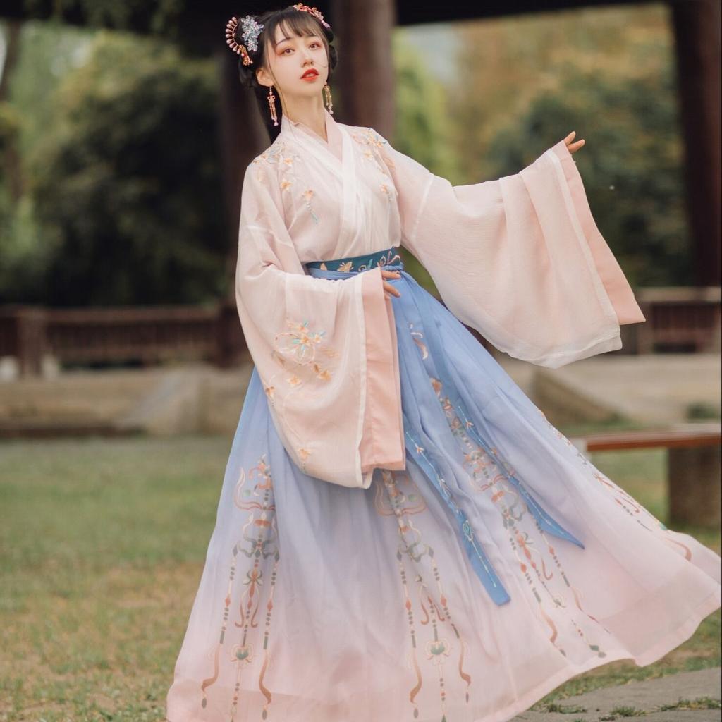 Damski garnitur jesienno-zimowy w stylu chińskiej dynastii Hanfu Wei Jin