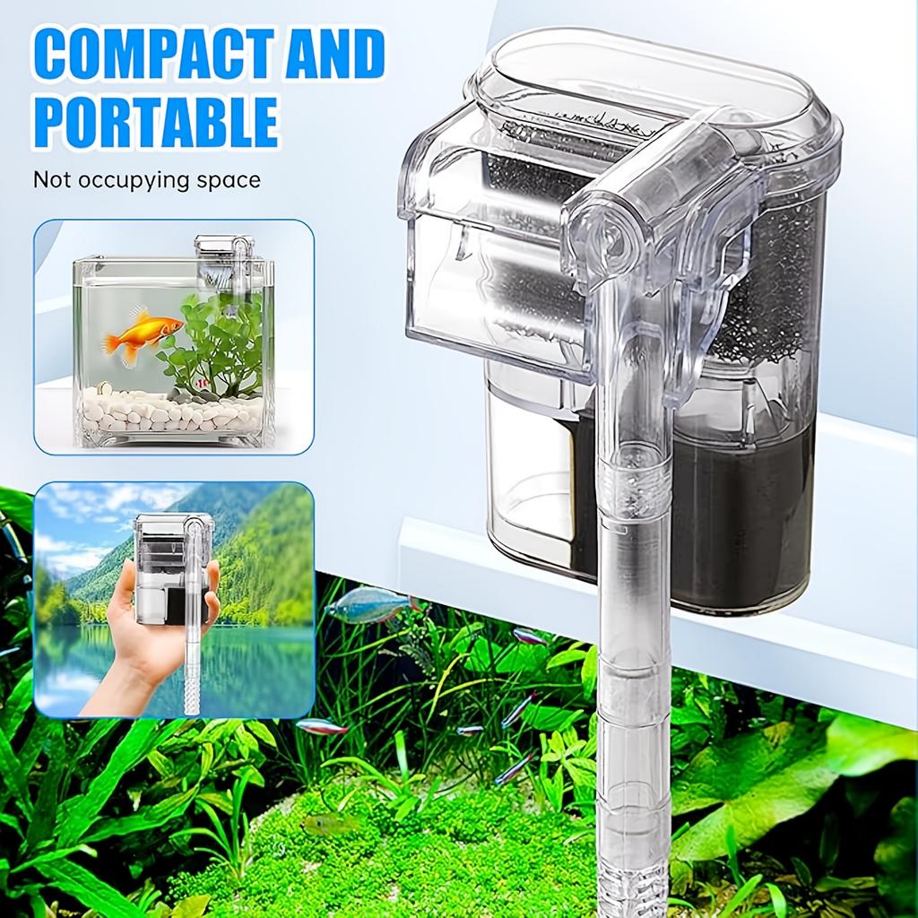 Aquarium Hanging Filter Mini Filter Fish Tank USB Power Interface 2.5W Flow 250H/L Suitable for Fish Tanks Below 30cm