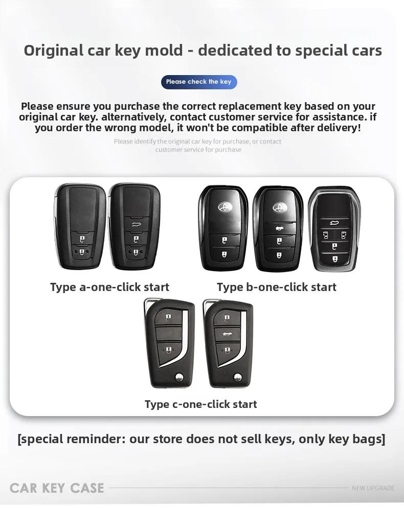Toyota Car Key Case Cover Shell Fob for CHR Hilux Fortuner Land Cruiser 200 Camry Corolla Crown RAV4 Highland Key Chain Accessor