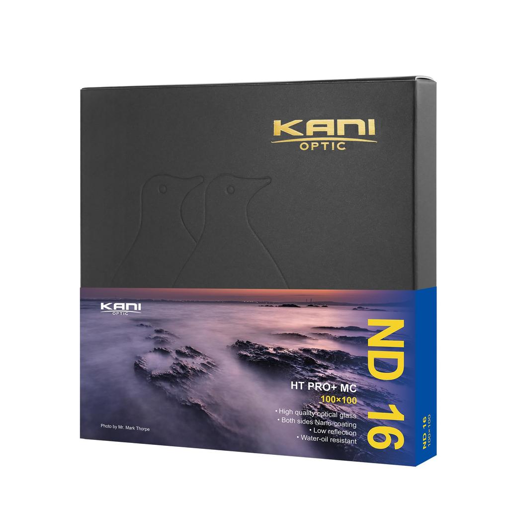KANI 100mm Wide Square Filter ND Filter HT MC ND16 4 Stops of Light Reduction Color Cast Low Water Oil Stain Nano 801609 PRO+ 100x100mm, Effect,