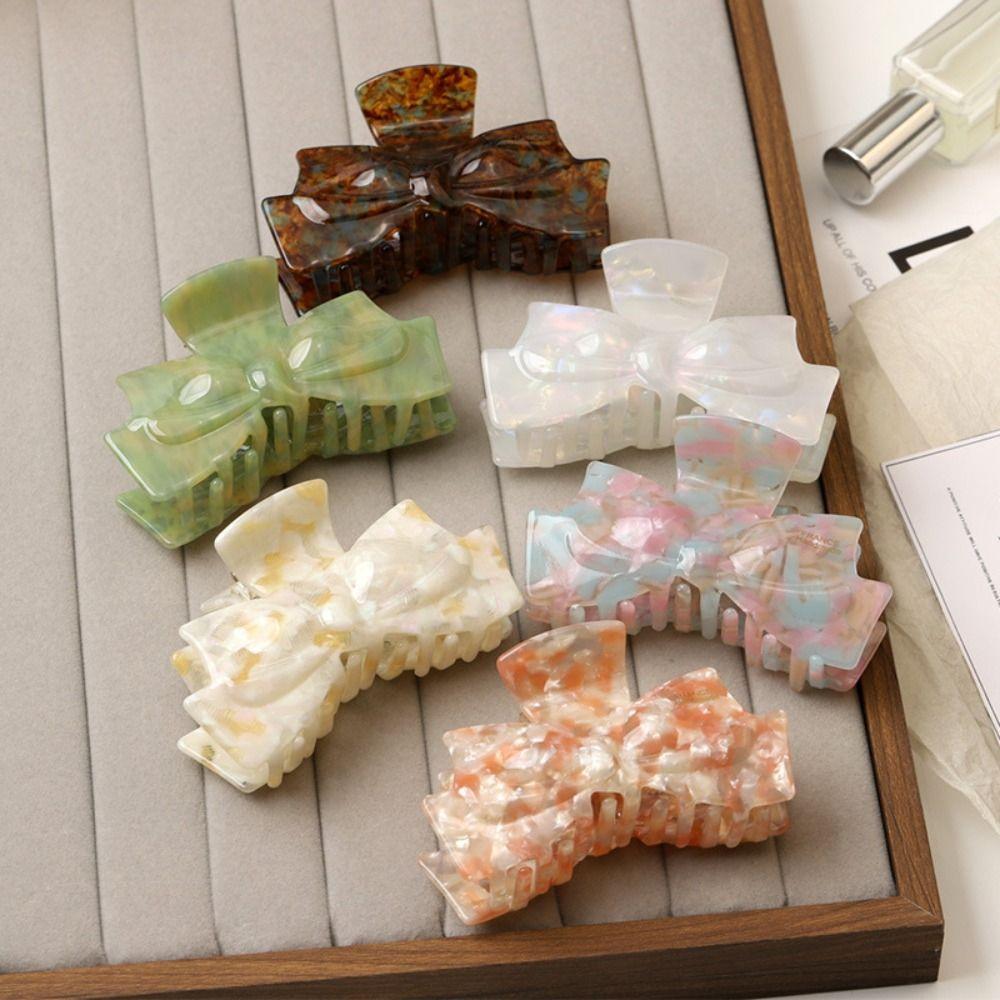 Geometric Retro Bow Acetate Hair Claw Hairpin Korean Style Shark Clip Streetwear