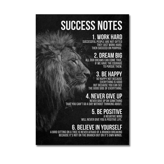 Lion Motivational Posters and Prints Inspirational Positive Quotes Animal Wall Art HD Pictures Canvas Painting Office Home Decor