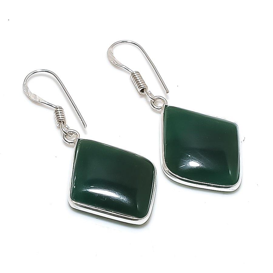 Natural Moss Agate Gemstone 925 Sterling Silver Jewelry Earring 1.69  AE-12349