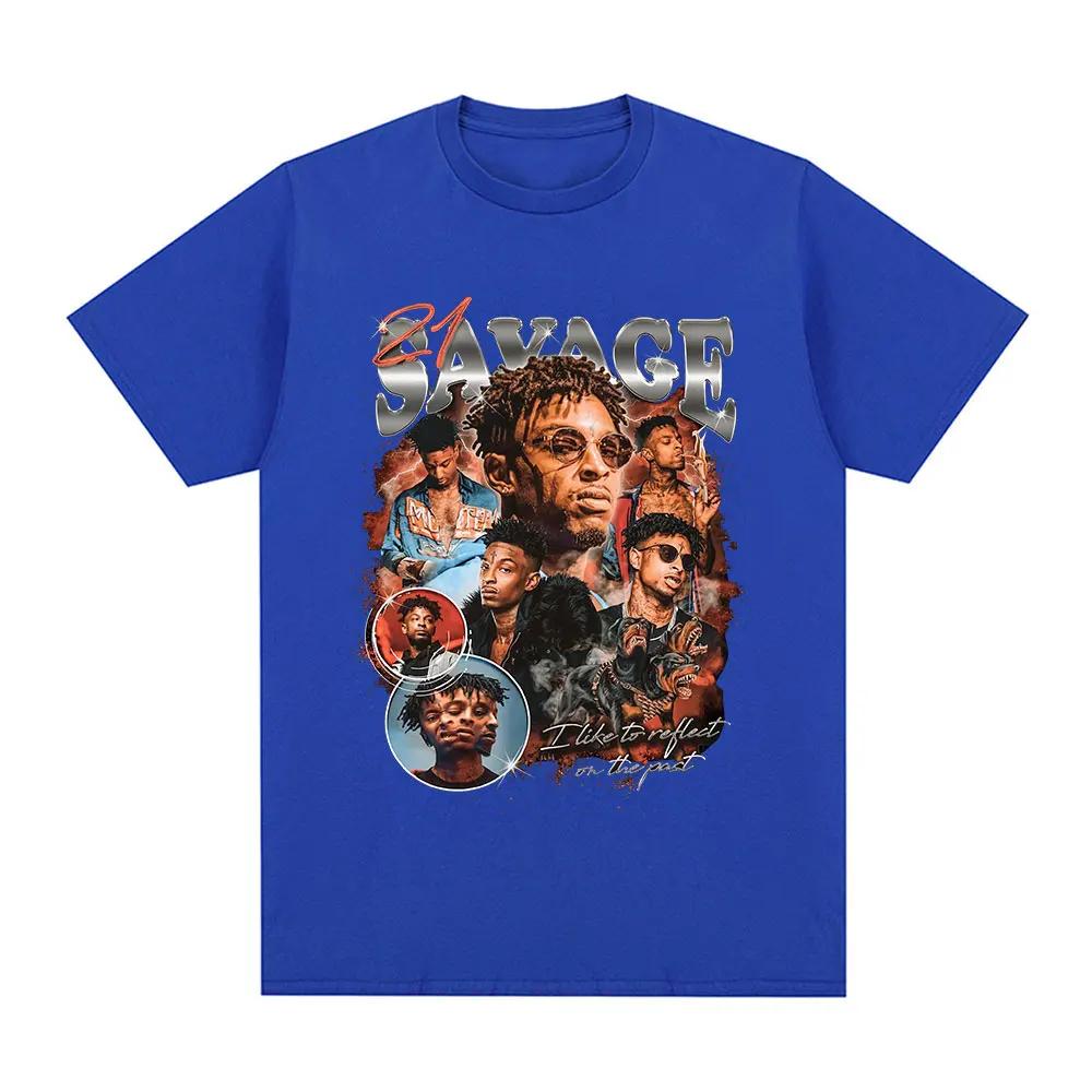 Rapper 21 Savage Grafické tričko Pánské Dámské Vintage Hip Hop Tričko Bavlna Ležérní Volné Nadměrné Krátký Rukáv Trička Dárek pro Fanoušky