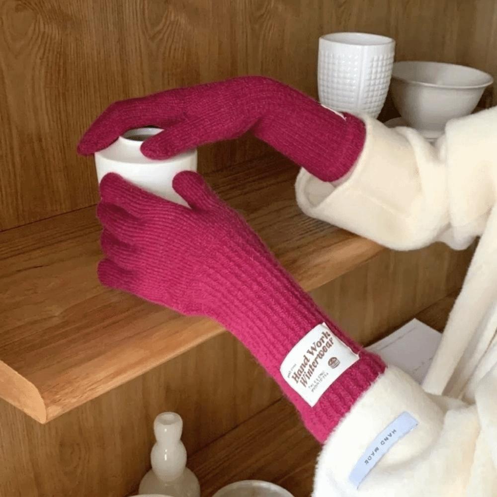 One Size Open Tip Touch Screen Gloves Long Solid Color Five Finger Gloves  Cycling Gloves