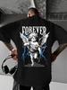 Forever Angel with Blue Lightning Graphic Print 100 Cotton Unisexs T Shirt for Summer Streetwear Edgy Divine Vibe