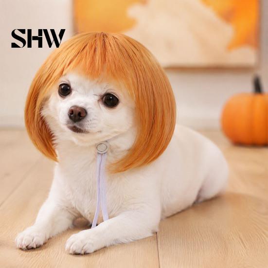 Small Dog Halloween Costume Funny Pet Wig, Cute Bob Cut Cat Afro Curly Wig with Adjustable Cosplay Accessories Elastic Band, Breathable for Dogs, Cats