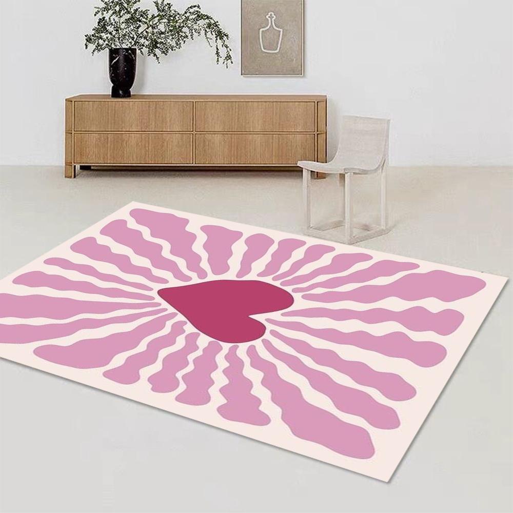 Walentynki Funkcjonalny Retro Duński Pastelowy Dekor Dywan Romantyczny Wzór Miłości Nowoczesny Dywan Y2K Modny Dywan Akcentowy Antypoślizgowa Mata Podłogowa