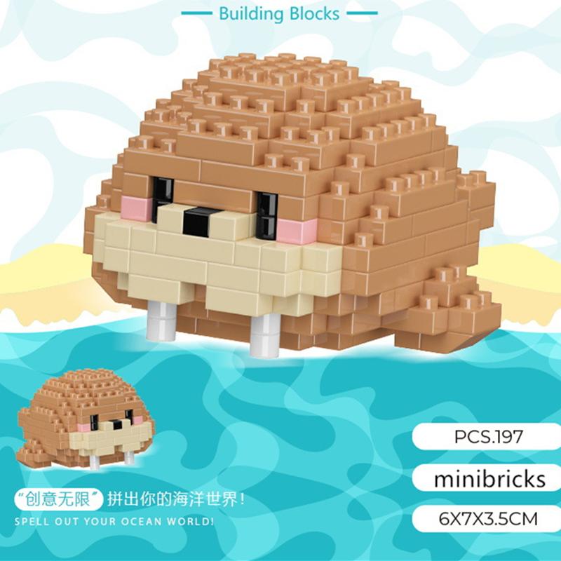 NEW Cute Marine Animals Turtles Dolphins Crabs Fish Clownfish Octopus Building Blocks Kit Girl Bricks Model Kids Toy Children