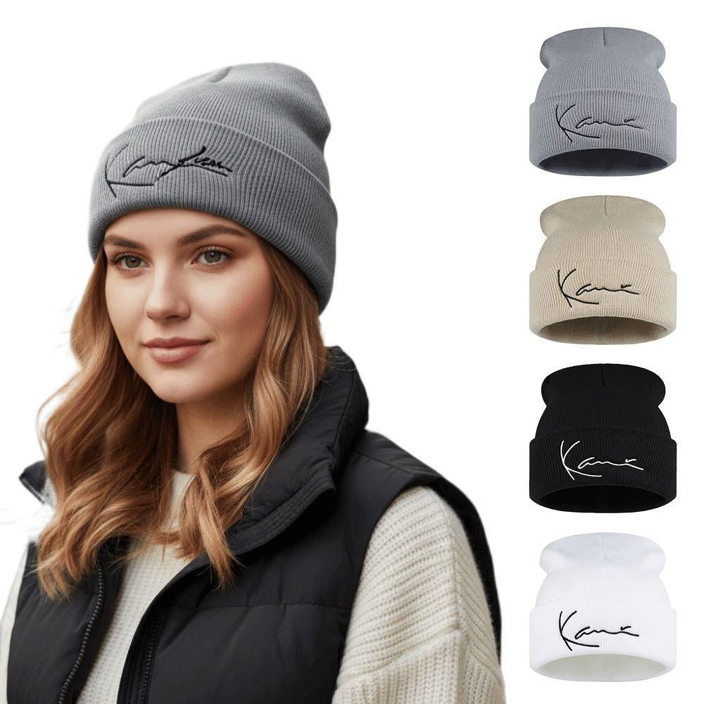 Woolen Letter Knit Hat Ear Protection Female Beanie Caps Ladies Casual Cap for Woman/Men