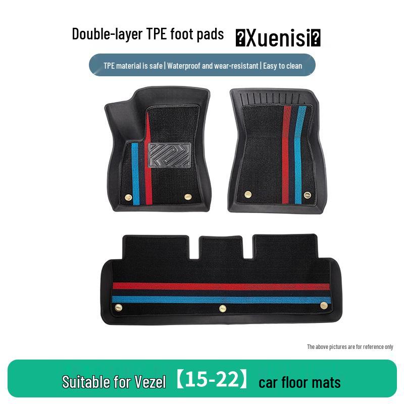 TPE Floor Mats for Honda Fit (2015-2022): Three-Piece Set, Durable, Dirt-Resistant, Easy-Clean.