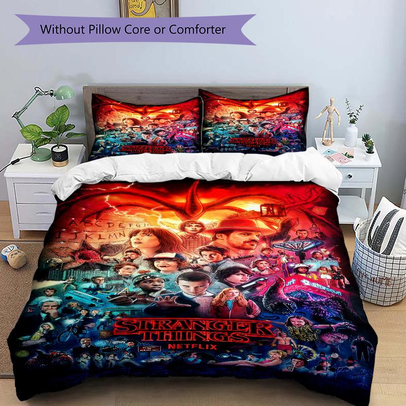 Stranger Things Upside Down Adventure Print 3Pcs Bedding Setduvet Cover With 2 Bedropillowcase Home Birthday Gift