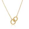 Sun Double Ring Titanium Steel Necklace with Rhinestones, Light Luxury Niche Collarbone Chain, Non-Fading Accessory for Women, European and American