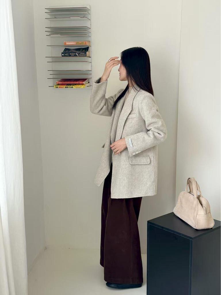 Korean-Style Double-Sided Wool Coat - Petite Fit, Versatile Autumn/Winter Design