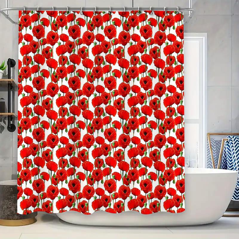 

Floral Shower Curtain Botanical Flower Pattern Waterproof Bath Decor Vintage Farmhouse Nature Theme Bathroom Fabric Wall Hanging W60H190(CM)-1 Pcs
