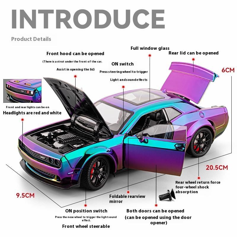 1/24 Dodge Hellcat Electroplating Version Car Model Alloy Die Cast Sports Car Toy Adult Collectible Ornaments Boy Birthday Gift