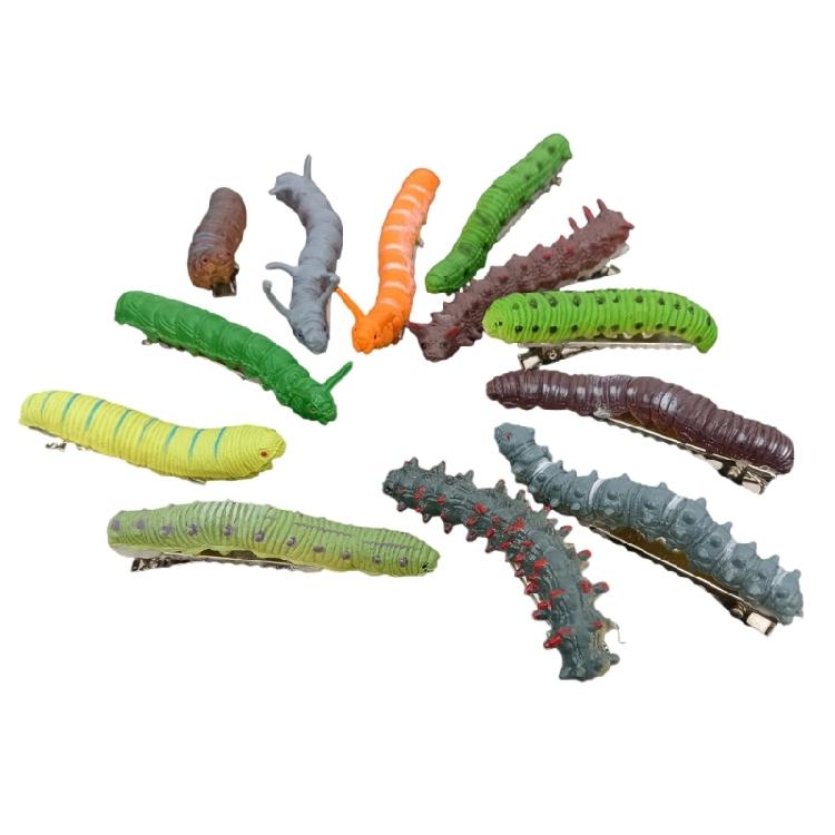 Set of 12 Trendy Caterpillars Hair Ornament Stylish Caterpillars Hair Clasps Adornment Playful Hair Clip Accessory