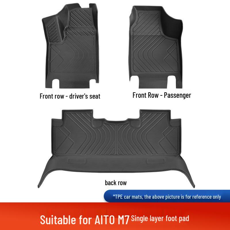 25-Model Double-Layer TPE Floor Mats for AITO M7, Car-Specific Original Color
