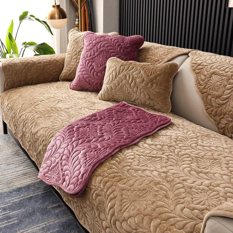 Pernă de canapea de iarnă Combinație modernă Husă universală universală de canapea Antiderapant olandeză scurtă catifea Simplicity Husă de canapea