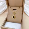 Rhombus Clover Temperament Personality Minimalist Furnace Real Gold Female Collarbone Necklace