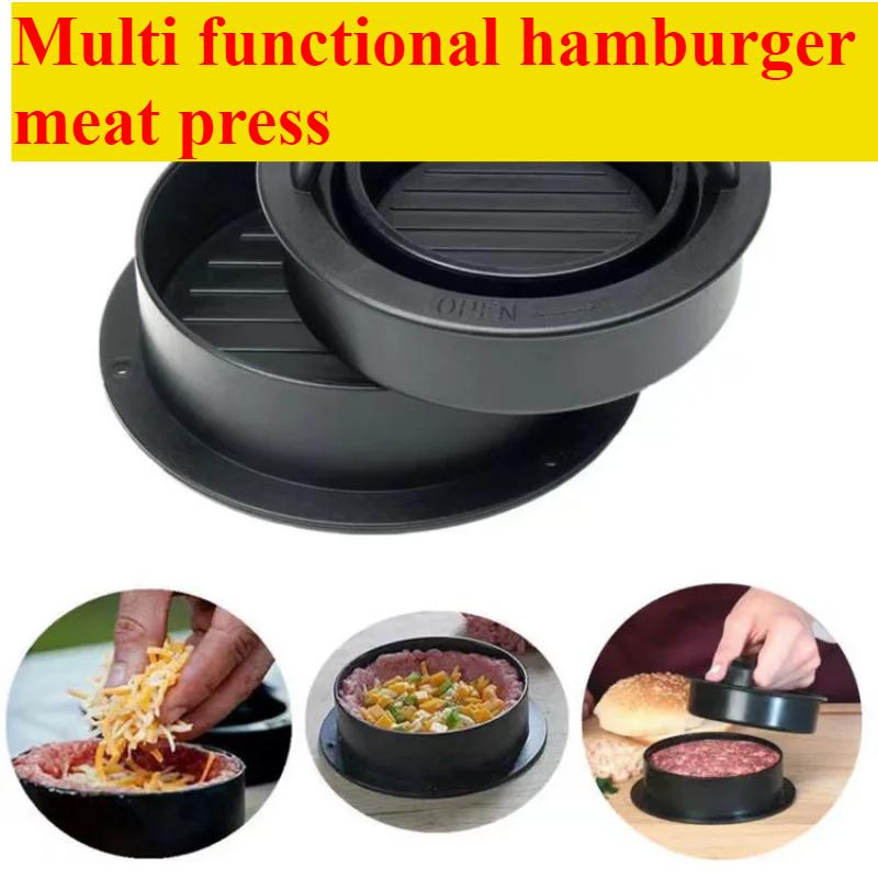 3 In 1 Round Shape Non-Stick Stuffed Hamburger Mold Beef Veggie Hamburger Meat Press Making Meat Presses Blotting Oil Paper