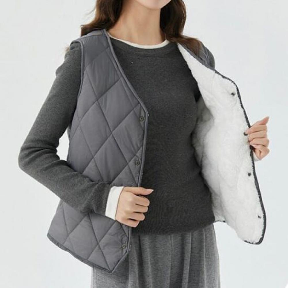 NaVaVa Fleece Lined V Neck Quilted Vest Nc464