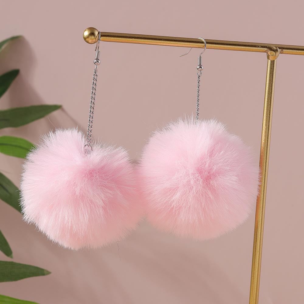 Colorful Fluffy Plush Pom Pom Earrings Soft Faux Rabbit Fur Ball Earrings for Women Girls Party Holiday Jewelry Gifts