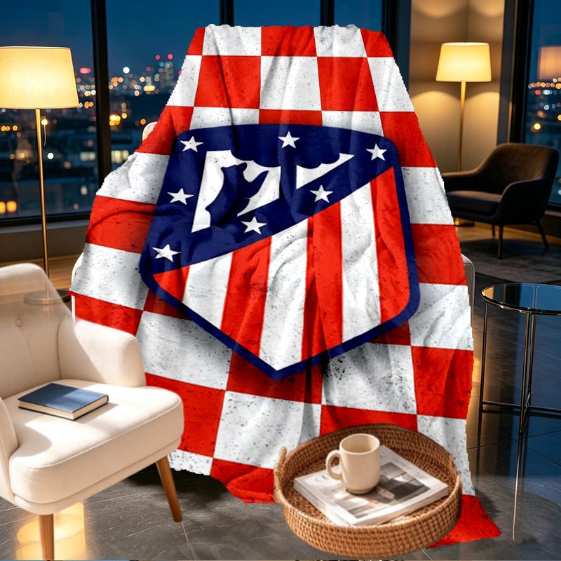 Coperta con Stampa Atletico Madrid - Morbida e Confortevole, per Camera da Letto, Viaggio, Divano, Decorazione per la Casa - Regalo di Compleanno o Natale per un Amico