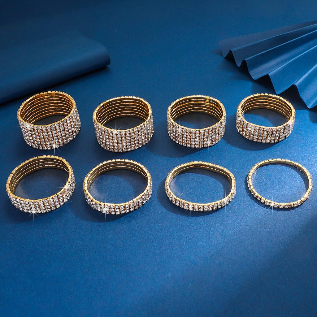 New Fashion Light Luxury Multi-Row Zircon Necklace Elastic Rhinestone Bracelet Full Diamond Bracelet Jewelry