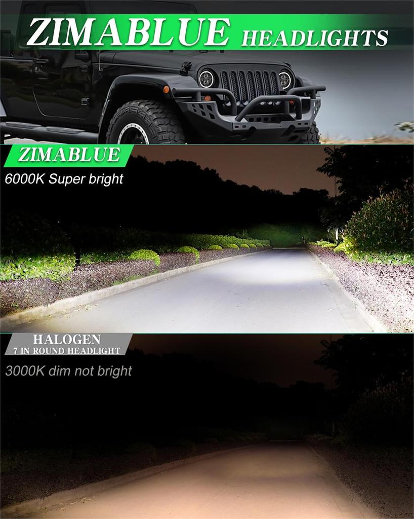 ZIMABLUE Faro LED da 7 Pollici Verde Halo LED Faro H6024