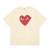 Japanese trendy brand heart-print short-sleeve T-shirt, unisex loose couple's summer casual daily versatile top