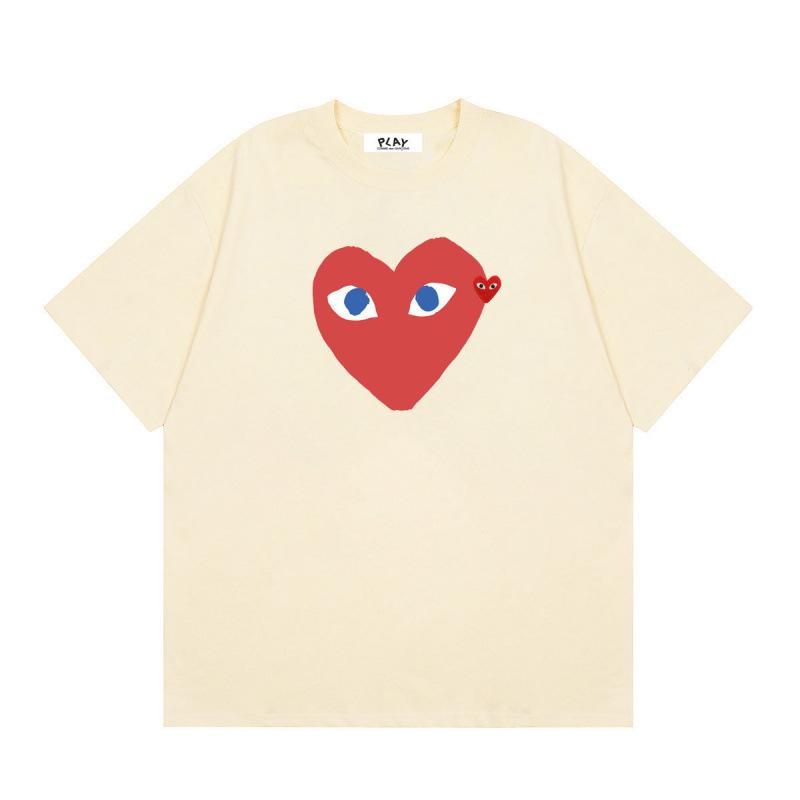 Japanese trendy brand heart-print short-sleeve T-shirt, unisex loose couple's summer casual daily versatile top