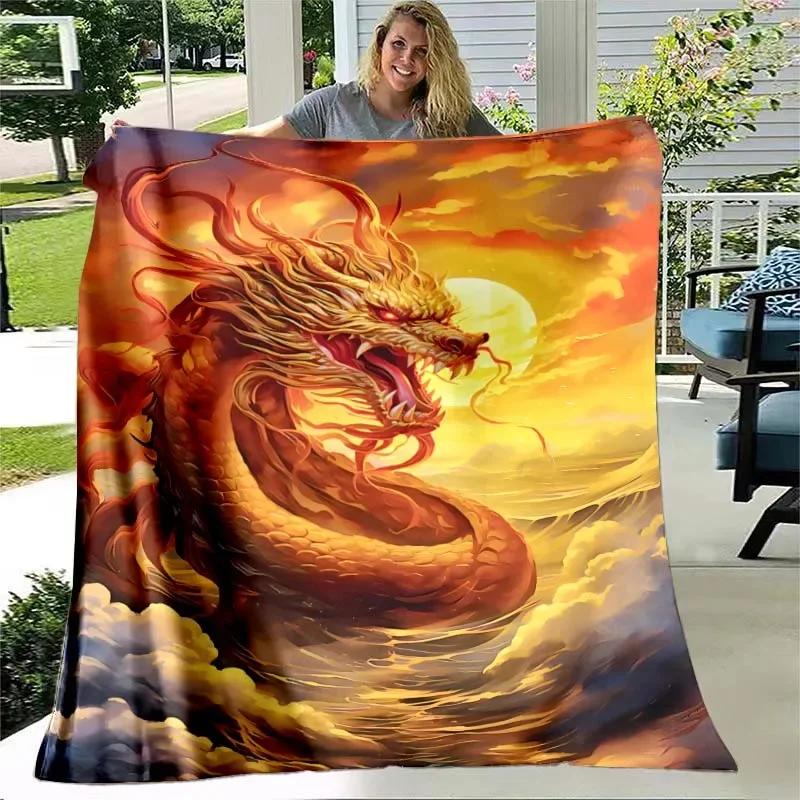 Chinese Style Dreamy Dragon Cartoon vintage Blanket living room bedroom home decor children's room baby blankets birthday gift